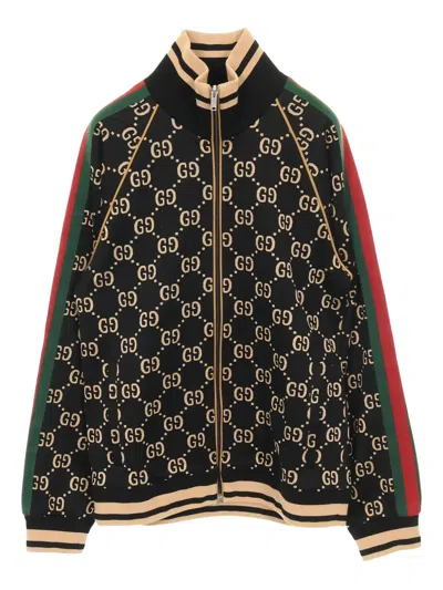 Pre-owned Gucci 2010s Gg-pattern Track Jacket In Black