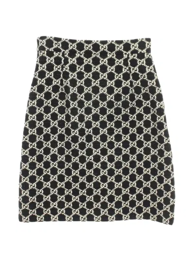 Pre-owned Gucci 2010s Gg Pattern Tweed Mini Skirt In Black