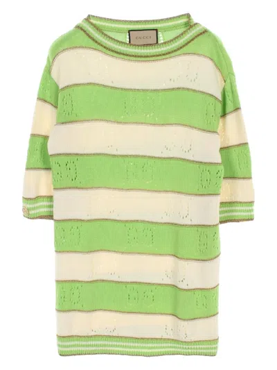 Pre-owned Gucci 2010s Gg Striped Jumper In Green