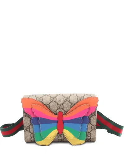 Pre-owned Gucci 2010s Gg Supreme Butterfly Belt Bag In Neutral