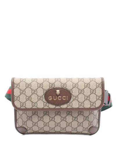 Pre-owned Gucci 1910s Gg Supreme Canvas Belt Bag In Brown