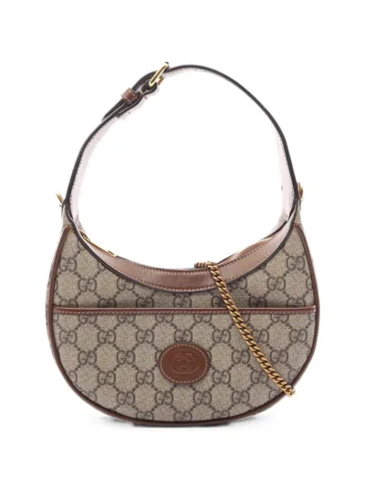 Pre-owned Gucci 2010s Gg Supreme Half-moon Handbag In Neutrals