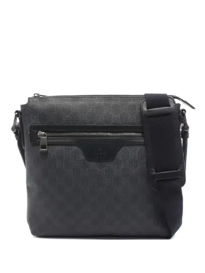 Pre-owned Gucci 2010s Gg Supreme Leather Shoulder Bag In Gray