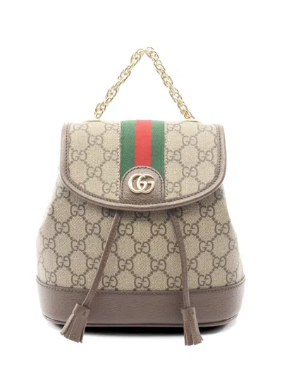Pre-owned Gucci 2010s Gg Supreme Ophidia Backpack In Brown