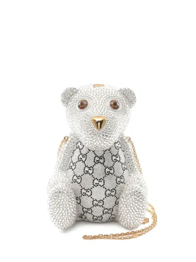 Pre-owned Gucci 2010s Gg Teddy Bear Chain Shoulder Bag In Silver