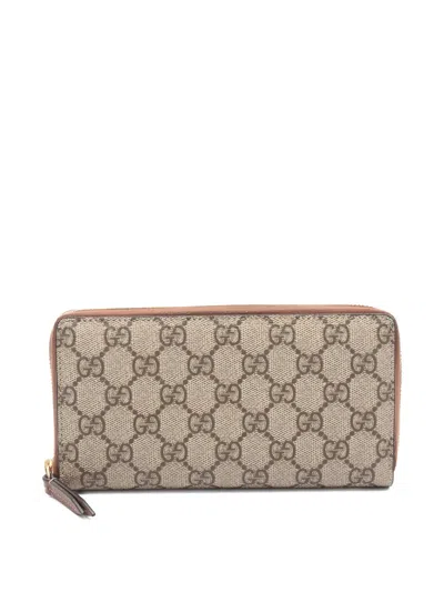 Pre-owned Gucci 2010s Gg Zip-around Long Wallet In Neutral