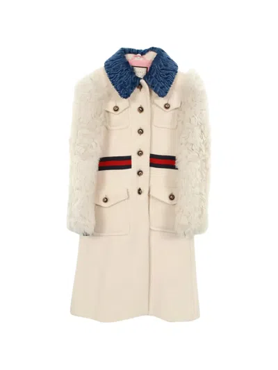 Pre-owned Gucci 2010s Gg-button Pocket Coat In Neutral