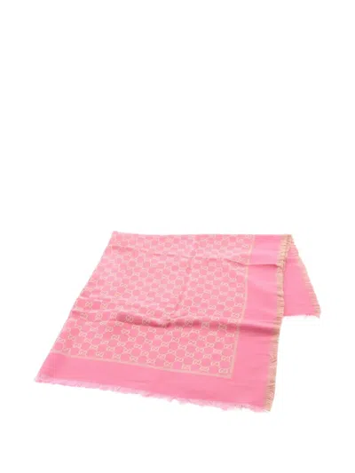 Pre-owned Gucci 2010s Gg-pattern Scarf In Pink