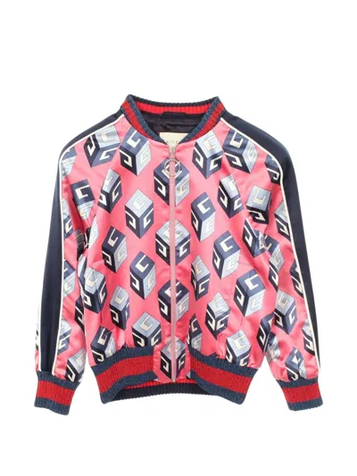 Pre-owned Gucci 2010s Gg-print Bomber Jacket In Pink