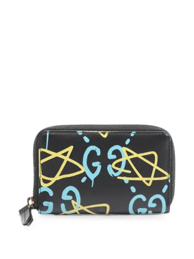 Pre-owned Gucci 2010s Ghost Leather Coin Purse In Black