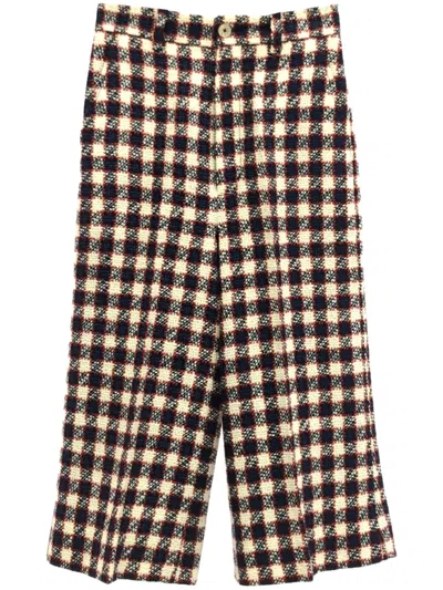 Pre-owned Gucci 2010s Gingham-checked Trousers In Blue