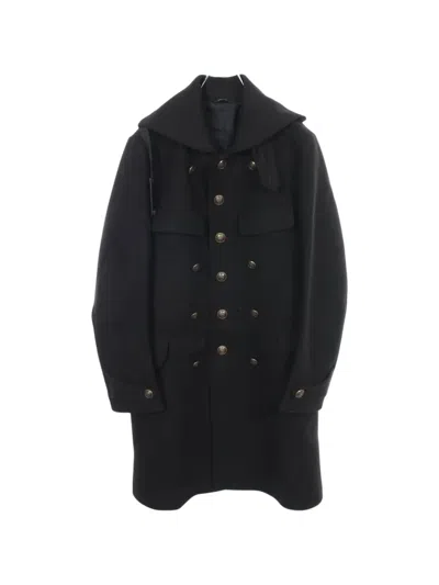 Pre-owned Gucci 2010s Gold-button Moleskin Coat In Black