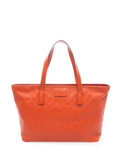 Pre-owned Gucci 2010s Ssima Leather Tote Bag In Orange