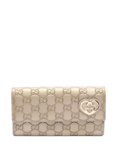 Pre-owned Gucci 2010s Ssima Lovely Long Wallet In Gold