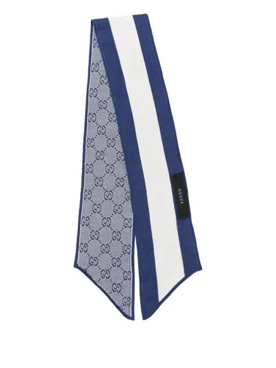Pre-owned Gucci 2010s Ssima Stripe Scarf In Blue