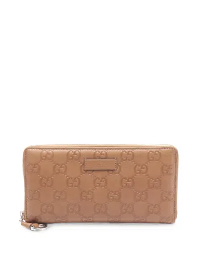 Pre-owned Gucci 2010s Ssima Zip-around Wallet In Neutrals
