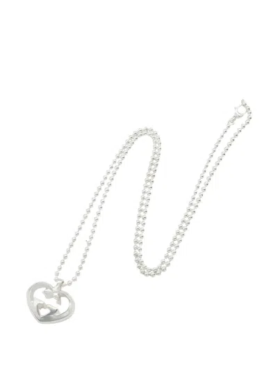 Pre-owned Gucci 2010s Heart Interlocking G Necklace In Silver