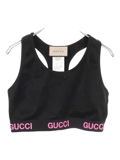 Pre-owned Gucci 2010s Hem-logo Tank Top In Black