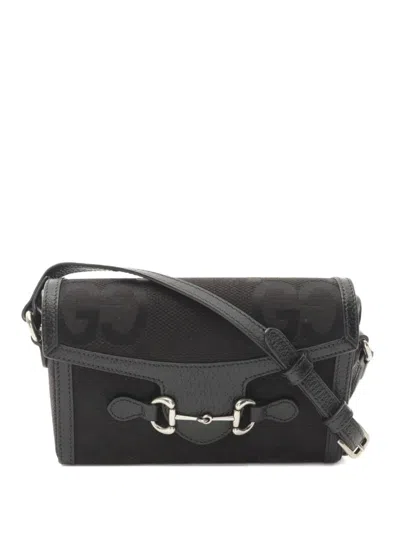 Pre-owned Gucci 2010s Horsebit 1955 Jumbo Gg Shoulder Bag In Black