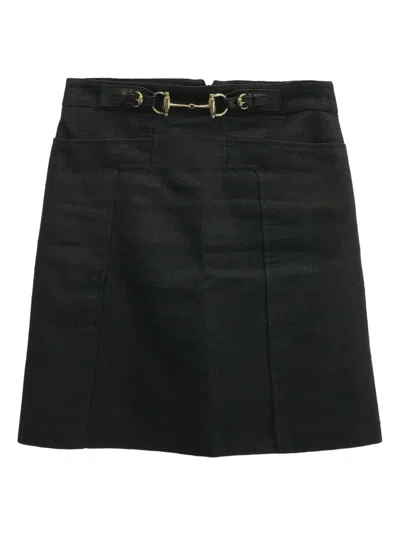 Pre-owned Gucci 2010s Horsebit-detail Skirt In Black