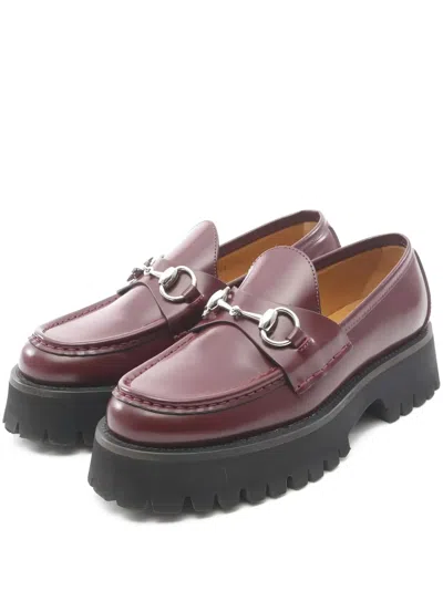 Pre-owned Gucci 2010s Horsebit Leather Loafers In Red