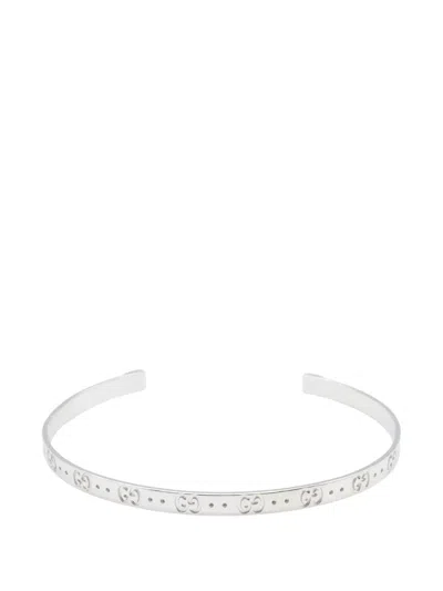 Pre-owned Gucci 2010s Icon Cuff Bracelet In Silver