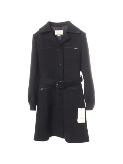 Pre-owned Gucci 2010s Interlocking G Belted Coat In Black