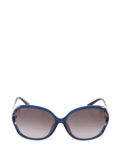 Pre-owned Gucci 2010s Interlocking G Butterfly Sunglasses In Blue