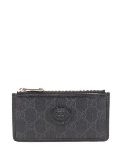 Pre-owned Gucci 2010s Interlocking G Gg Supreme Coin Purse In Black