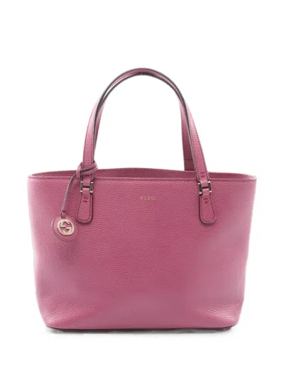 Pre-owned Gucci 2010s Interlocking G Leather Tote Bag In Purple