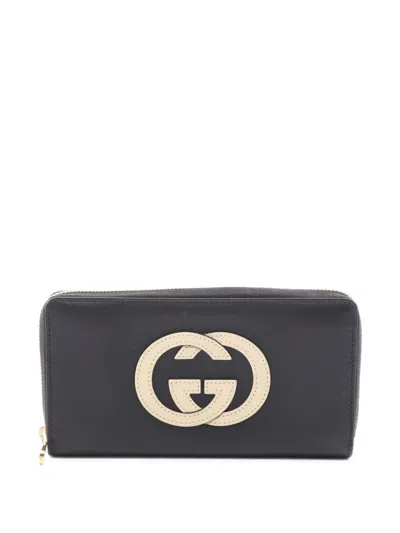 Pre-owned Gucci 2010s Interlocking G Long Wallet In Black