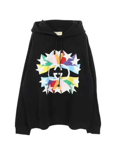 Pre-owned Gucci 2010s Interlocking G Star Hoodie In Black
