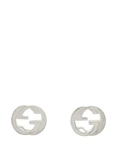 Pre-owned Gucci 2010s Interlocking G Stud Earrings In Silver