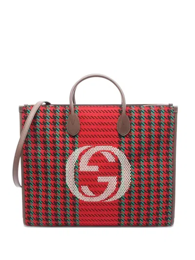 Pre-owned Gucci 1910s Interlocking G Tote Bag In Red