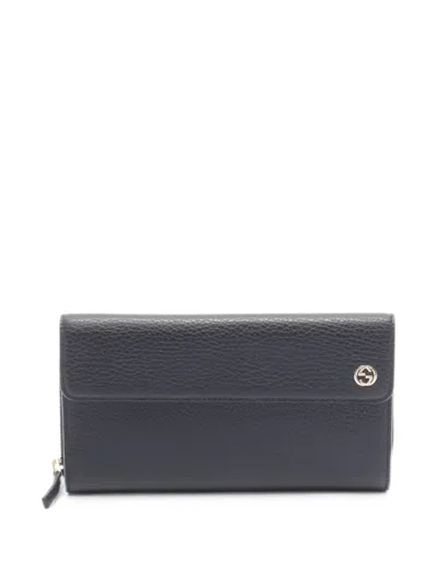 Pre-owned Gucci 2010s Interlocking G Trifold Wallet In Black