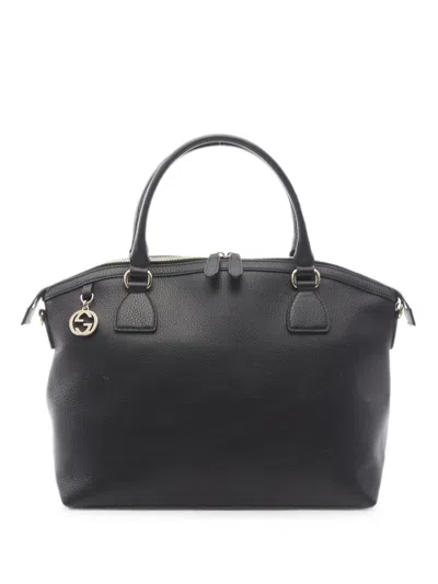 Pre-owned Gucci 2010s Interlocking G-charm Two-way Handbag In Black