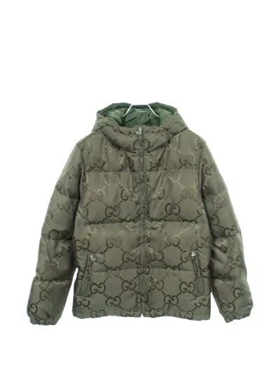 Pre-owned Gucci 2010s Jumbo Gg Down Jacket In Green