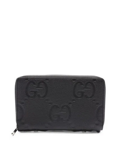Pre-owned Gucci 2010s Jumbo Gg Travel-document Wallet In Black