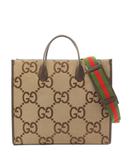 Pre-owned Gucci 2010s Jumbo Gg Two-way Handbag In Brown