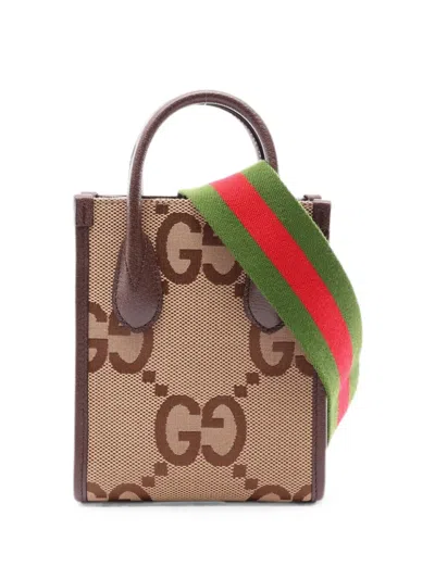 Pre-owned Gucci 2010s Jumbo Gg Two-way Handbag In Brown