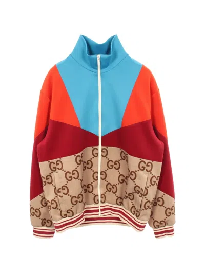 Pre-owned Gucci 2010s Jumbo Gg Zip-up Track Jacket In Neutral