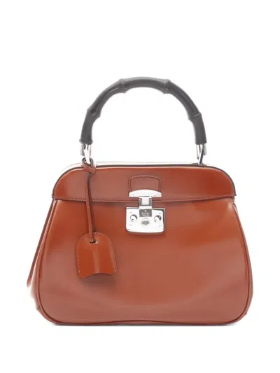 Pre-owned Gucci 2010s Lady Rock Bamboo-handle Tote Bag In Brown