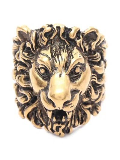 Pre-owned Gucci 2010s Lion-head Ring In Gold