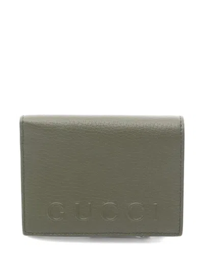 Pre-owned Gucci 2010s Logo Bi-fold Wallet In Green