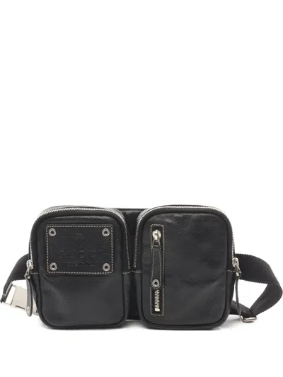 Pre-owned Gucci 2010s Logo-patch Leather Belt Bag In Black