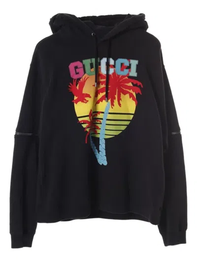 Pre-owned Gucci 2010s Logo-print Cotton Hoodie In Black