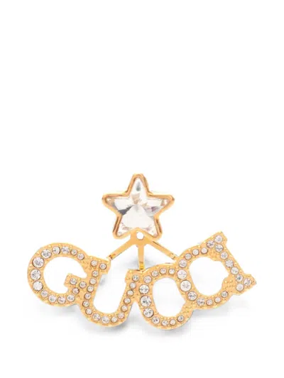 Pre-owned Gucci 2010s Logo Star Earrings In Gold