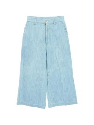 Pre-owned Gucci Logo Embroidery Wide-leg Jeans In Blue