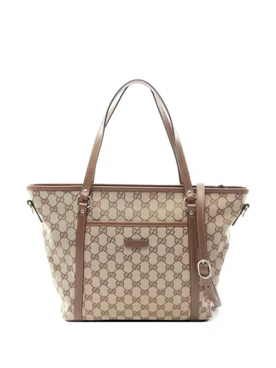 Pre-owned Gucci 2010s Logo-pattern Tote Bag In Neutral