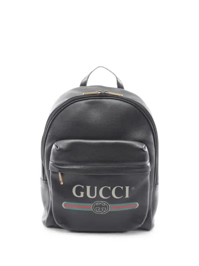 Pre-owned Gucci 2010s Logo-print Backpack In Black